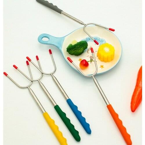 5 PCS Stainless Steel Barbecue Fork Portable Extra-long 45 Inches Grilling Sticks Suitable for Hot Dog/camping/bonfire/barbecue