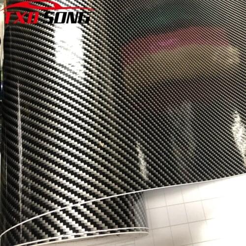 50*300cm Premium 2D Black Silver Gloss Carbon Fiber Vinyl Film Auto Car Wrap Foil with Air Release DIY Styling Car Sticker Decal