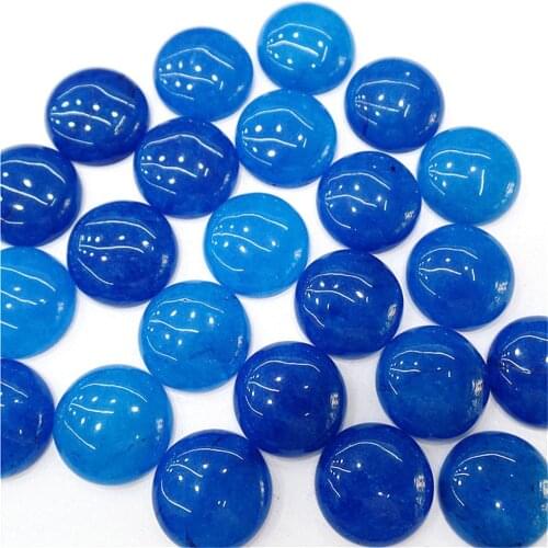 50Pcs 20x5mm Wholesale Blue Malay Jade Round Cab Cabochon DIY Jewelry Making Accessories M183