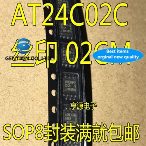 50Pcs AT24C02 AT24C02C-SSHM-T Silkscreen 02CM SOP-8 Memory chip in stock 100% new and original