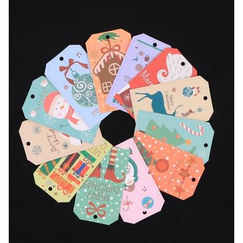 50Pcs/lot 4x6.8cm Paper Label Tag Christmas Decoration Tags Hanging Gift Wrapping Card DIY Crafts Christmas Xmas Party Supplies