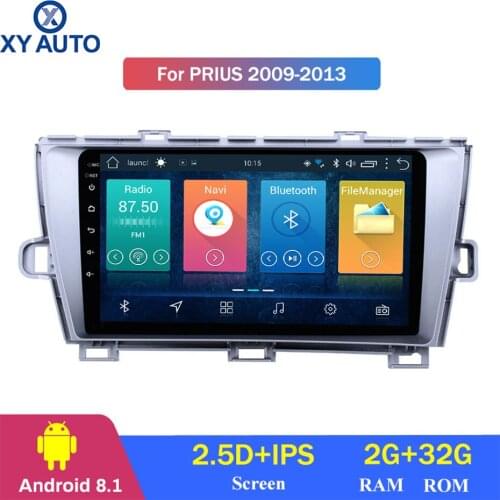 9 inch 2.5D IPS HD multi-touch screen Android 8.1 2G RAM 32G ROM NAVI for Toyota Prius 2009-2013 with Bluetooth USB WIFI SWC