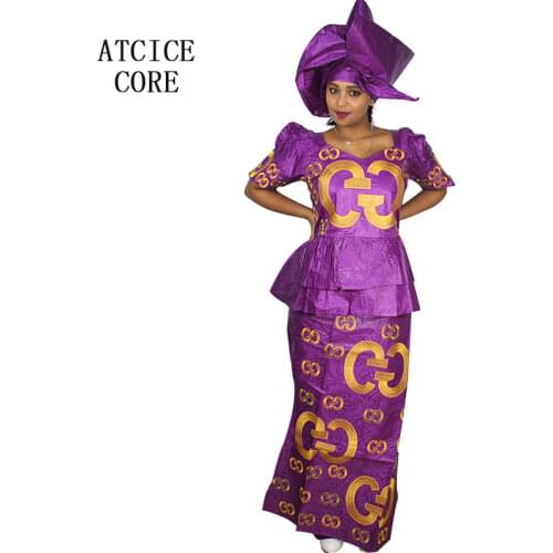 African dresses for women FREE SHIPPING NEW FASHION DESIGN AFRICAN BAZIN RICHE EMBROIDERY SHORT RAPPER WITH SCARF DP184