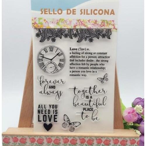 DIY Scrapbooking Albums Butterfly Stamp Scrapbook Album PDA Clock Seal Transparent DIY Retro Love Seal Lamps Stamp Clear Stamps