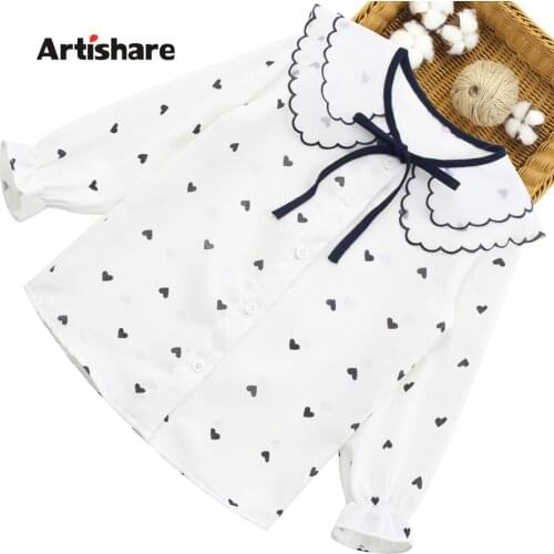 Blouses For Girls School Blouse For The Girl Heart Pattern Kids Blouse For Girls Spring Autumn Childrens Clothing Girl