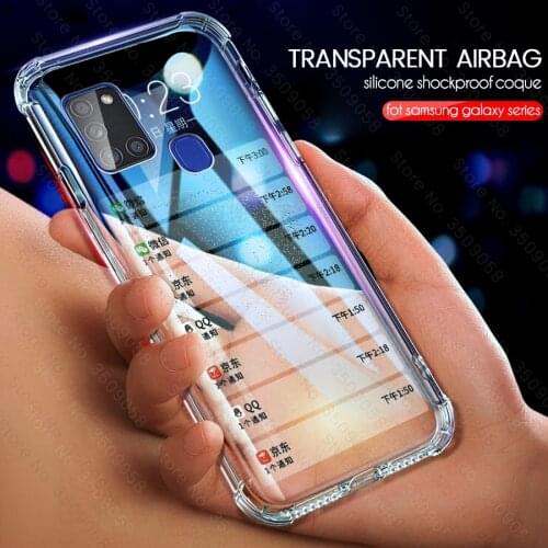 Samung a 21s a21c case transparent airbag soft covers for samsung galaxy a01 a11 a21s a31 a51 a71 m31 silicone shockproof coque