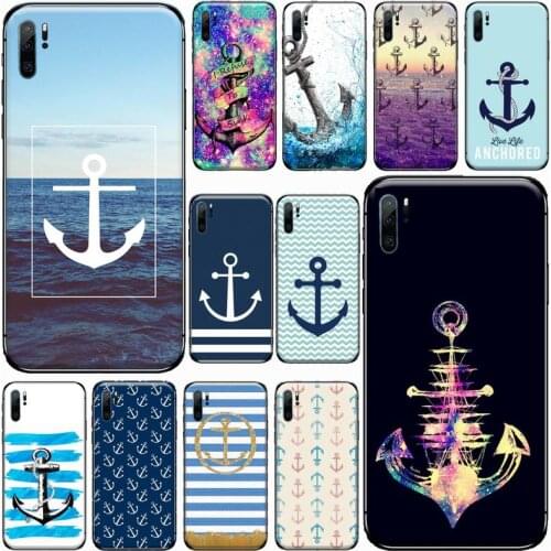Stripes Anchor Boat Ship Wheel Phone Case For Huawei honor Mate P 9 10 20 30 40 Pro 10i 7 8 a x Lite nova 5t