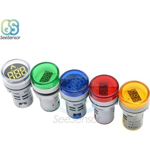 22mm Round Mini Digital Voltmeter AC 60-500V Volt Voltage Tester Meter Monitor Power LED Indicator Pilot Lamp Light Display