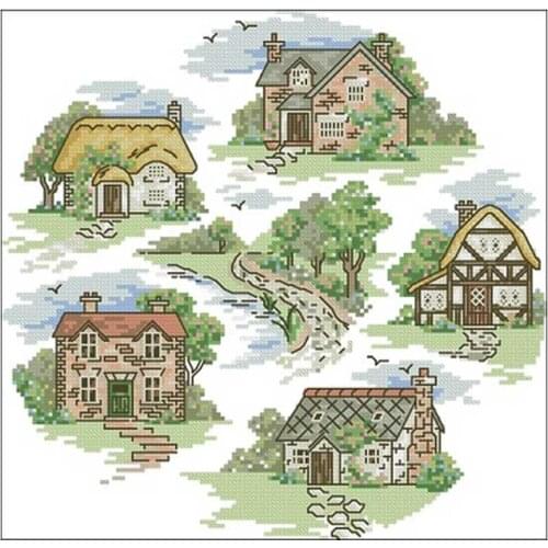 Country cottage patterns Counted Cross Stitch 11CT 14CT 18CT DIY Chinese Cross Stitch Kits Embroidery Needlework Sets