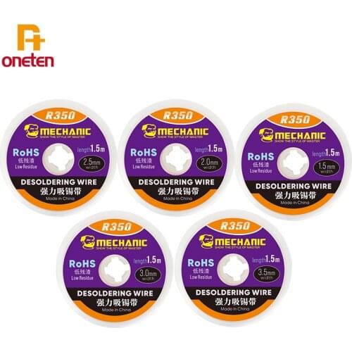 Mechanic R350 Solder Wick Remove Desoldering Wire 1.5 2.0 2.5 3.0 3.5mm Low Residue Tin Strip Bga Motherboard Repair Tools