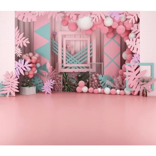 Pink balloon leaves Photographic Backdrops Interior Wedding birthday background For Photography Backgrounds For Photo Studio