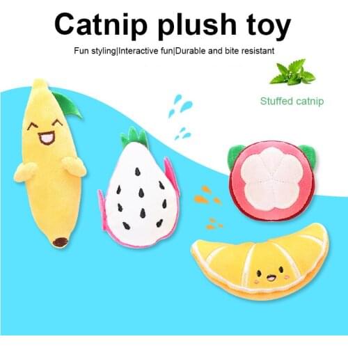 Cat/dog Teeth Grinding Toys Fruit Shape Interactive Plush Cat Toys Kitten Chewing Vocal Claws Cat Mint For Cats Pet Products