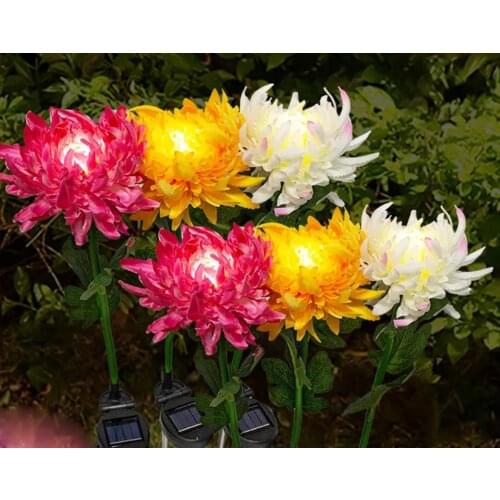 Solar Chrysanthemum Light Outdoor Garden Simulation Flower Grass Lights Garden Floor Lamp Garden Yard Pathway Decorative