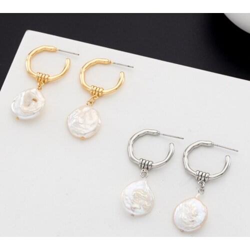 Jaeeyin 2020 Trendy Baroque Pearl Earring New Arrivals Vintage Temperament Small Gold Hoop Earrings For Women Festival Gift
