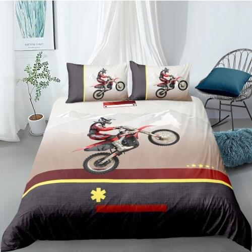 3D Duvet Cover Sets Bedding Set Comforter Cover Pillow Covers Full Twin Single Double Size motorcycle Racing Custom Bedding sets