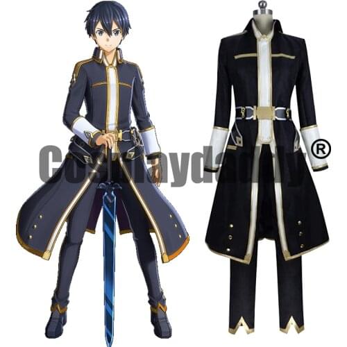 Sword Art Online: Alicization Lycoris Underworld The Black Swordsman Kirigaya Kazuto Kirito Uniform Game Cosplay Costume S002