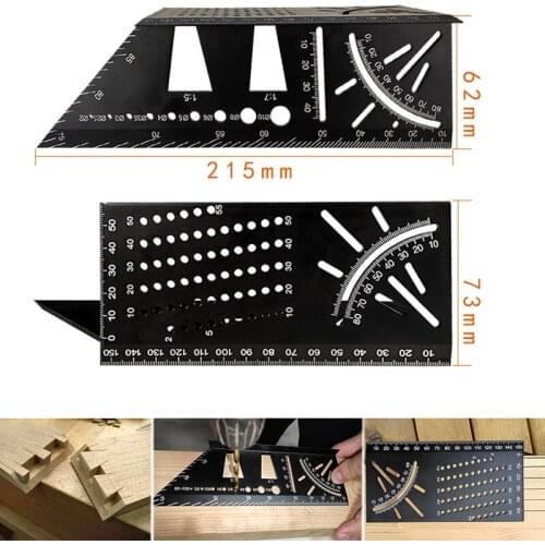 Aluminum alloy Woodworking Scribe Gauge multi-function Layout Miter 45 /90 degree line angle ruler dovetail Templates tool