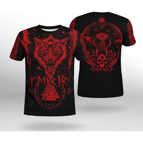 2021 Summer Men t-shirt Viking Wolf And Dragon Tattoo 3D Printed Harajuku Ropa Casual short Sleeve Tee shirts Unisex tops QDL081