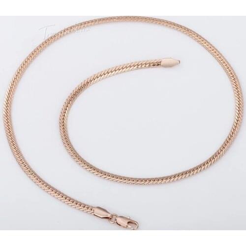 2020 New Mens Womens 585 Rose Gold Chain Hammered Close Curb Cuban Chain Necklace Fashion Jewelry Gift GN266A