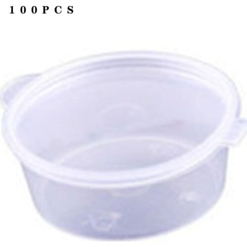 100pcs30ml/45ml/60ml/70ml/90mlDisposable Sauce Box Storage Containers Plastic Box With Lids Sauce Cups Transparent Seasoning Box