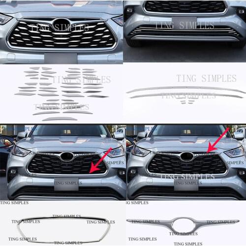 For Toyota Highlander 2020 2021 2022 accessorics stainless steel Middle net front lip trim strip front lower middle net trim