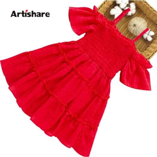 Girl Dresses Solid Color Girls' Dresses Ruffles Children Party Dresses Summer Costume For Girls