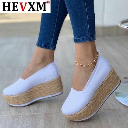 Casual Footwear Female 2020 Nice Women Dropshipping Flat Platform Vulcanized Shoes Canvas Hemp Bottom Ladies Shoes Women Slip-On