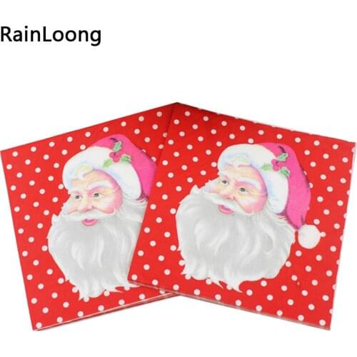 [RainLoong] Santa Red Napkins Christmas Festive & Party Tissue Paper Napkins Decoration Servilleta 33*33cm 1 pack