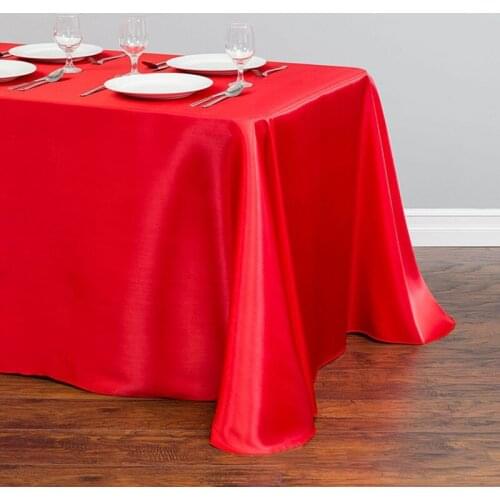 Silk Satin Table Cloth Rectangle Table Cover Table Overlay For Wedding Event Party Hotel Birthday Decoration