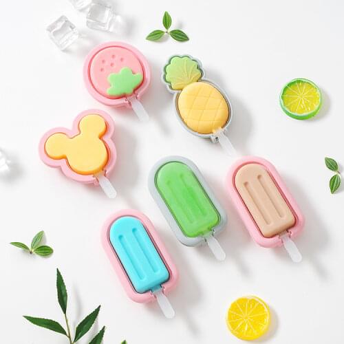 DIY silicone ice cream mold with lid popsicle mold homemade pineapple shape chocolate ice cream mold silicone ice cube tray