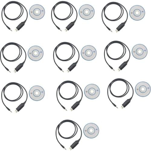 10x USB Programming Cable with CD Software For QYT KT-8900 KT-8900R KT-8900 KT-7900D Dual Band Mobile Car Ham Radio Transceiver