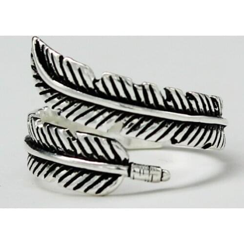 Vintage Design Adjustable Feather Rings For Women Wedding Jewelry Gift