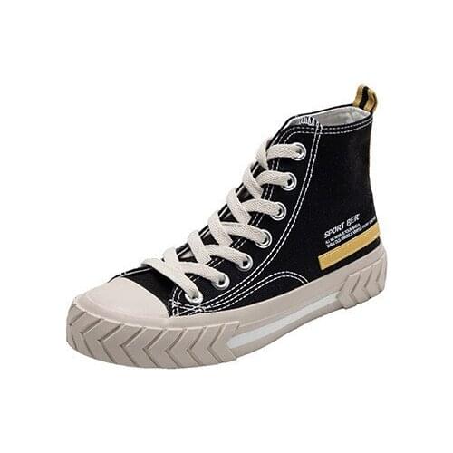 Womens shoes classic cloth shoes spring new high-top student casual wild girl shoes lace flat Hong Kong style Korean canvas sho