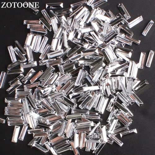 ZOTOONE 100 Pcs 3*10MM Rectangle Glue On Crystals Point Acryl Rhinestones Nail Art Applique Strass For DIY Crafts Jewelry Making