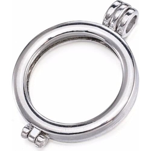 1pcs 30mm Rhodium Plated Floating Lockets Pendant For Making Hollow Locket Photo Picture Necklace Can Open