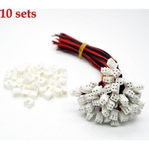 10 Kits New 26Awg Jst Xh2.54 2 Pin Connector Plug Wire Cable 100Mm Length Male Female Plug Socket