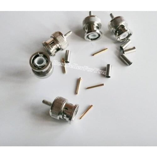10Pcs BNC Male Plug Crimp Solder Straight RF Connector for Coaxial Cable RG316 RG174 LMR100