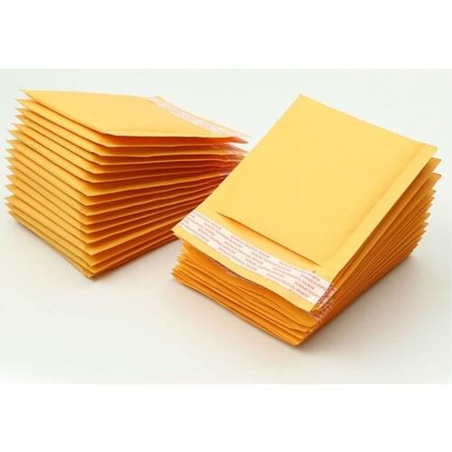 10Pcs 8 Sizes Small Gift Packaging Bag Yellow Kraft Bubble Mailers Padded Envelopes Shipping Mailing Bag Business Supplies