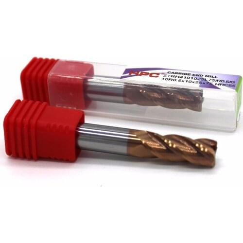 10R1*10*75/10R0.5*10*75 of 4 flutes HRC 55 mill cutter corner radius solid carbide end mill CNC machine milling tools