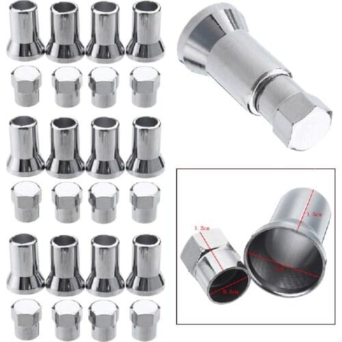 12pcs/set TR413 Chrome Car Tire Wheel Tyre Valve Stem Hex Cap & Sleeve Cover Kit