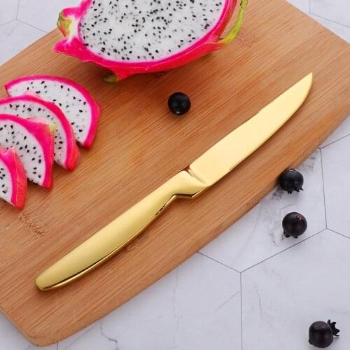 6PCS Useful Good Top Grade Sharp Black Knife High Quality 22x2CM Frozen Meat Vegetable Fruit Cutter Chef Home Kitchen Gold Knife