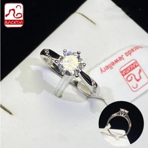 Baceda Achieve goal Give energy Natural Crystal of 1Carat Clear Moissanite Ring Fixed Size for men and women with Gift Box