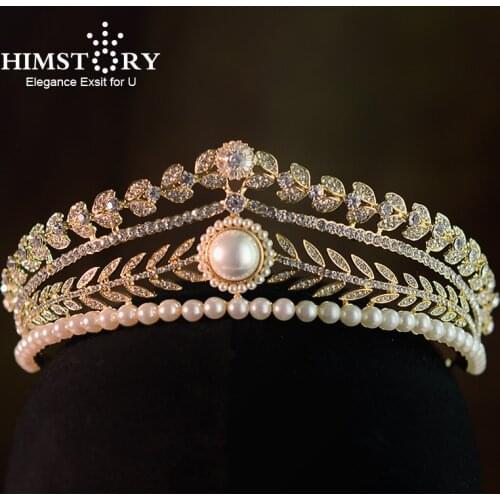Himstory Crystal Bridal Tiaras And Crowns Women Rhinestone Vintage Baroque Pageant Diadem Wedding Hair Accessories