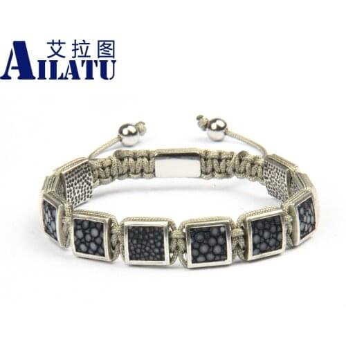 Bracelets Jewelry Ailatu Leather Silver Color Mens Rope Chain Fashion Cz Beads New Copper,Stainless Steel Strand Unisex Classic