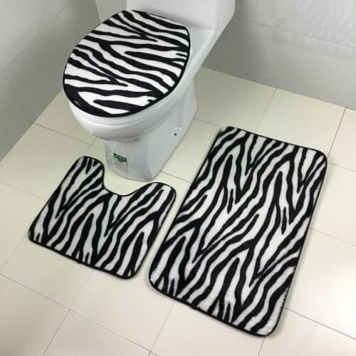 Leopard bathroom set toilet cover wc seat cover Absorbent non-slip mat holder closestool lid cover 3pcs/set Toilet seat cushion