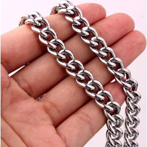 Hot Sale Womens Mens Curb Link Chain Necklaces Or Bracelet 7-40" Silver Color Stainless Steel Male Gifts Jewelry