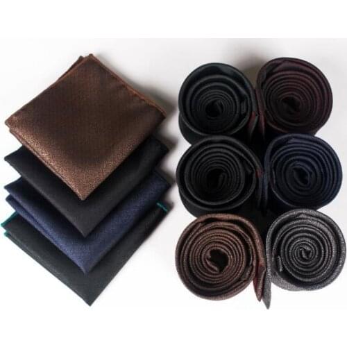 GUSLESON Classic Black 6cm Solid Matte Tie Set For Men Neck Tie and Handkerchief Set for Wedding Business Party Formal Gift