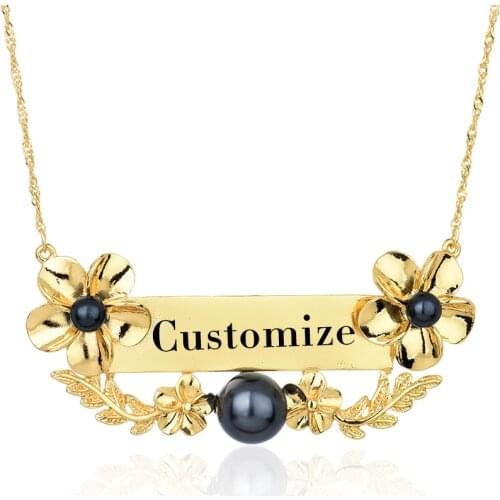 SophiaXuan Custom Frangipani Necklace Personalized Name Necklaces Jewelry Hawaiian Nameplate Chain Choker for Women Party Gifts