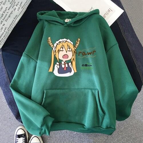 Kanna Kamui Hoodie Long sleeve Cute Kawaii Kobayashi-san Chi no Maid Dragon Sweatshirts Men Pullover Graphic Hoodies Tracksuit