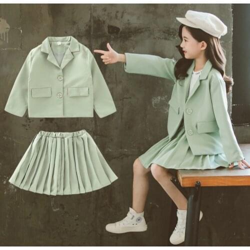 Baby Clothes Suits Casual Teenage Girls Clothing Sets Children Suits Clothes 2 Pieces Jacket And Skirts Kids Sets 4 6 8 10 12 14